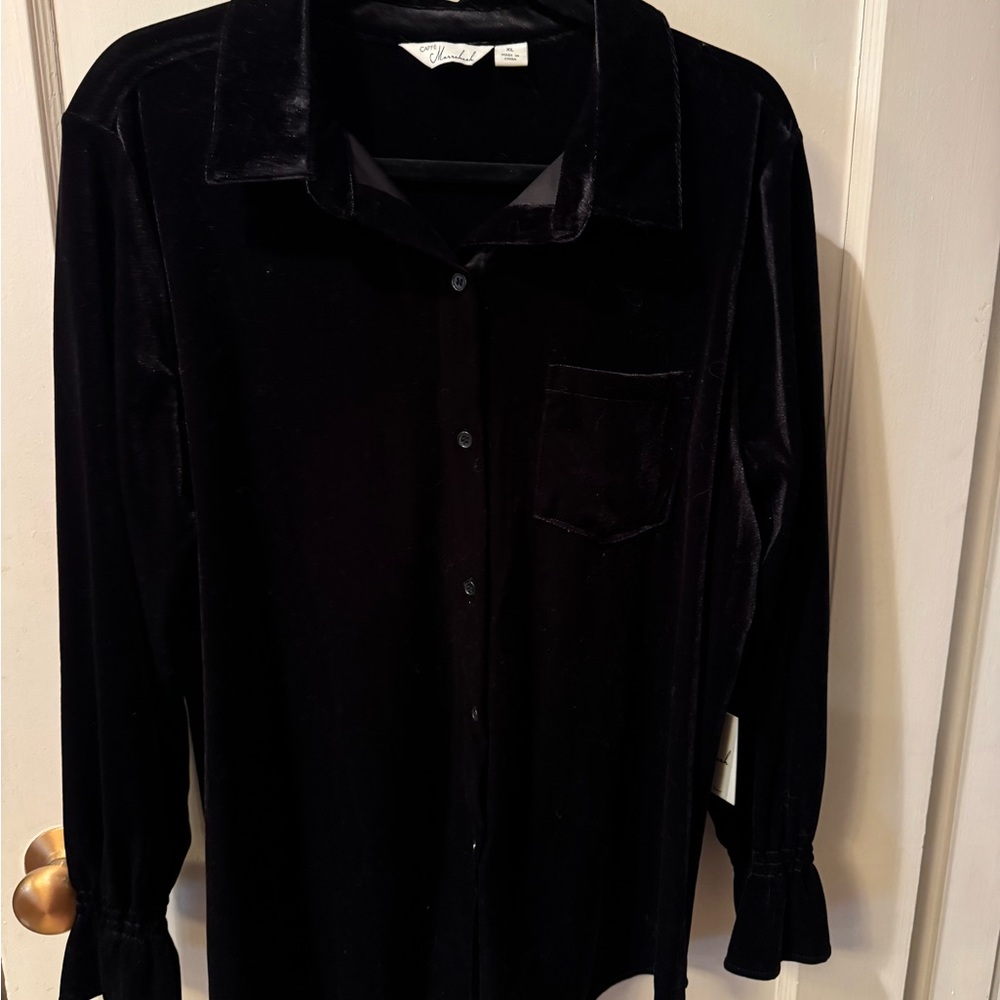 Women's Black Velvet Shirt